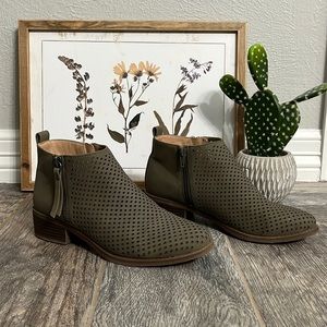 Olive green zipper bootie